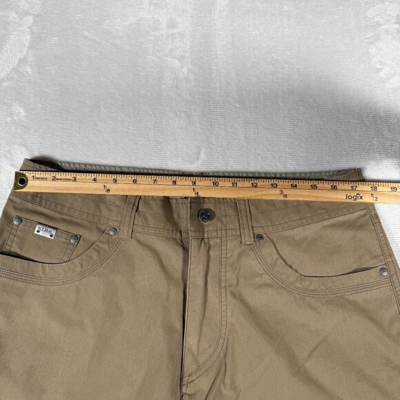 Kuhl Revolvr Hiking Pants Men Size 34x34 Vintage Patina Dye Snap Closure Beige - Picture 4 of 13